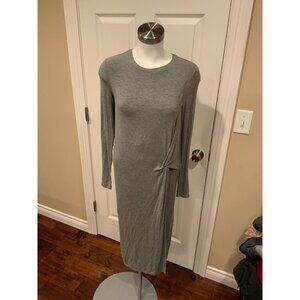 BCBG Max Azria Gray Long Sleeve Twisted Front Wrap T-Shirt Dress, Size XS